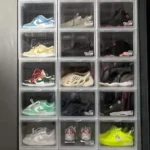 clear front view stack of shoes