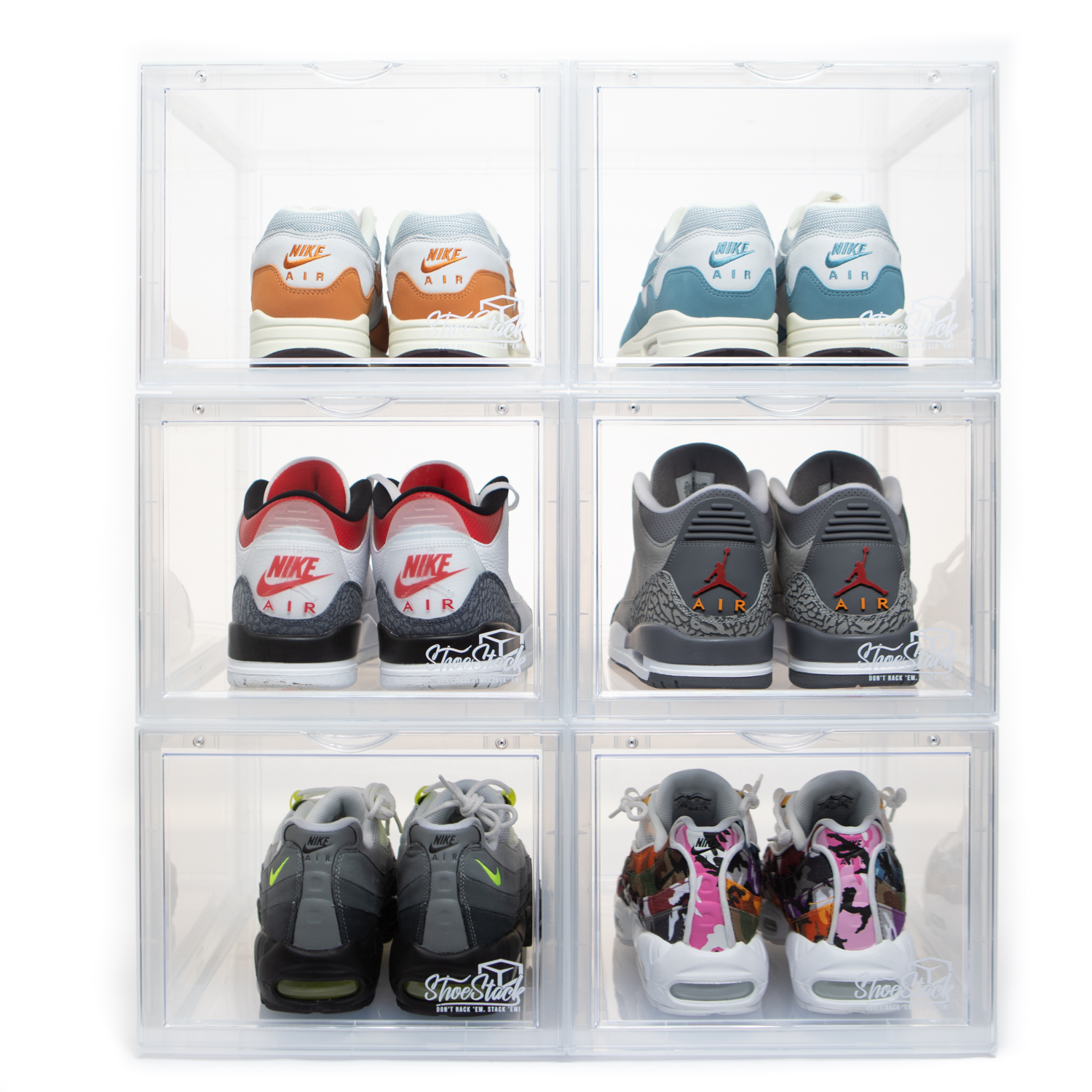 shoe storage crates bundle of 6 x6 stack front drop shoe box