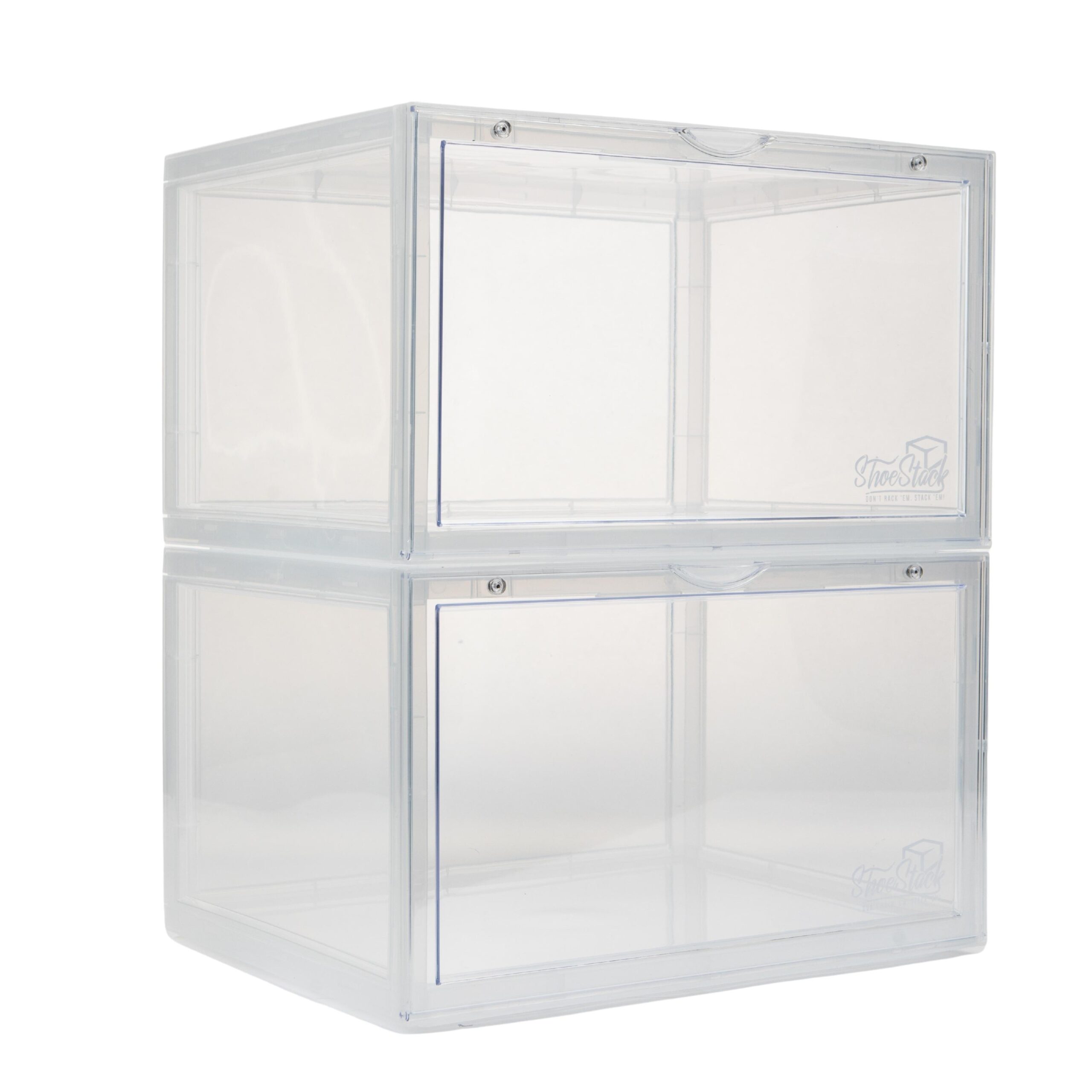 clear plastic shoe box angle empty shoe box