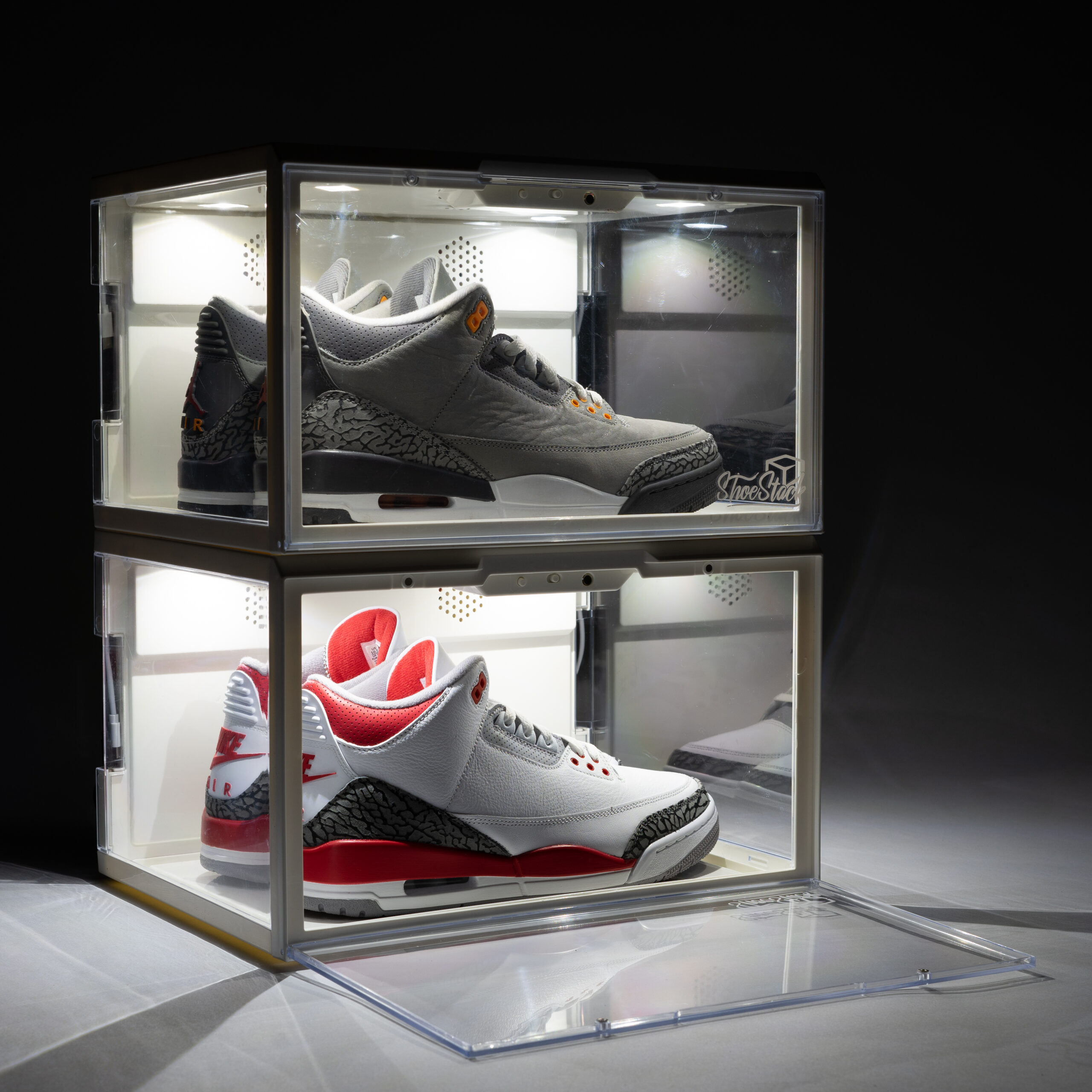 led display box with jordans inside