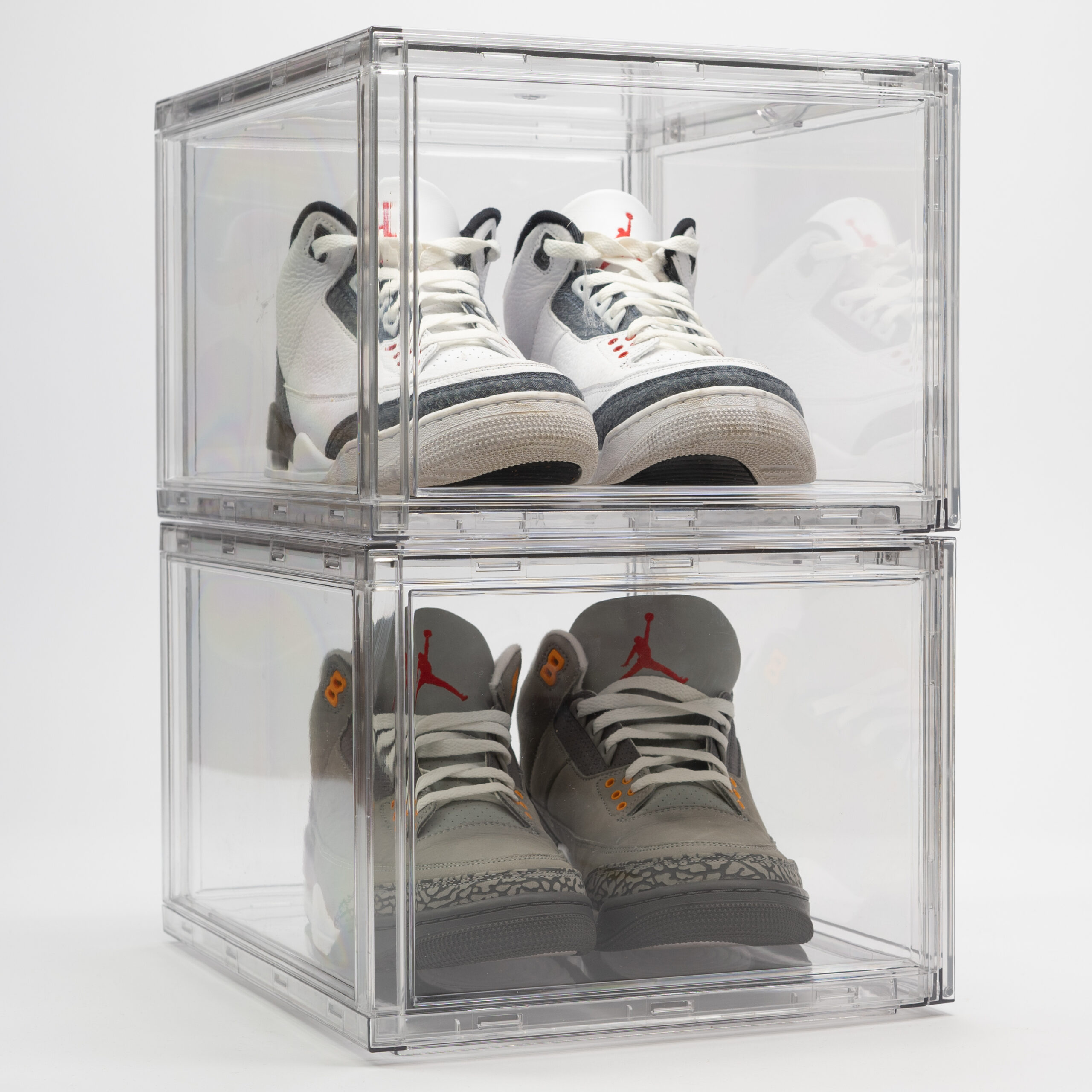 Acrylic 360° | Large Ultra Clear Side Drop Shoe Crates | X2 Pack