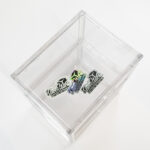 ultra clear acrylic shoe box with shoestack stickers inside