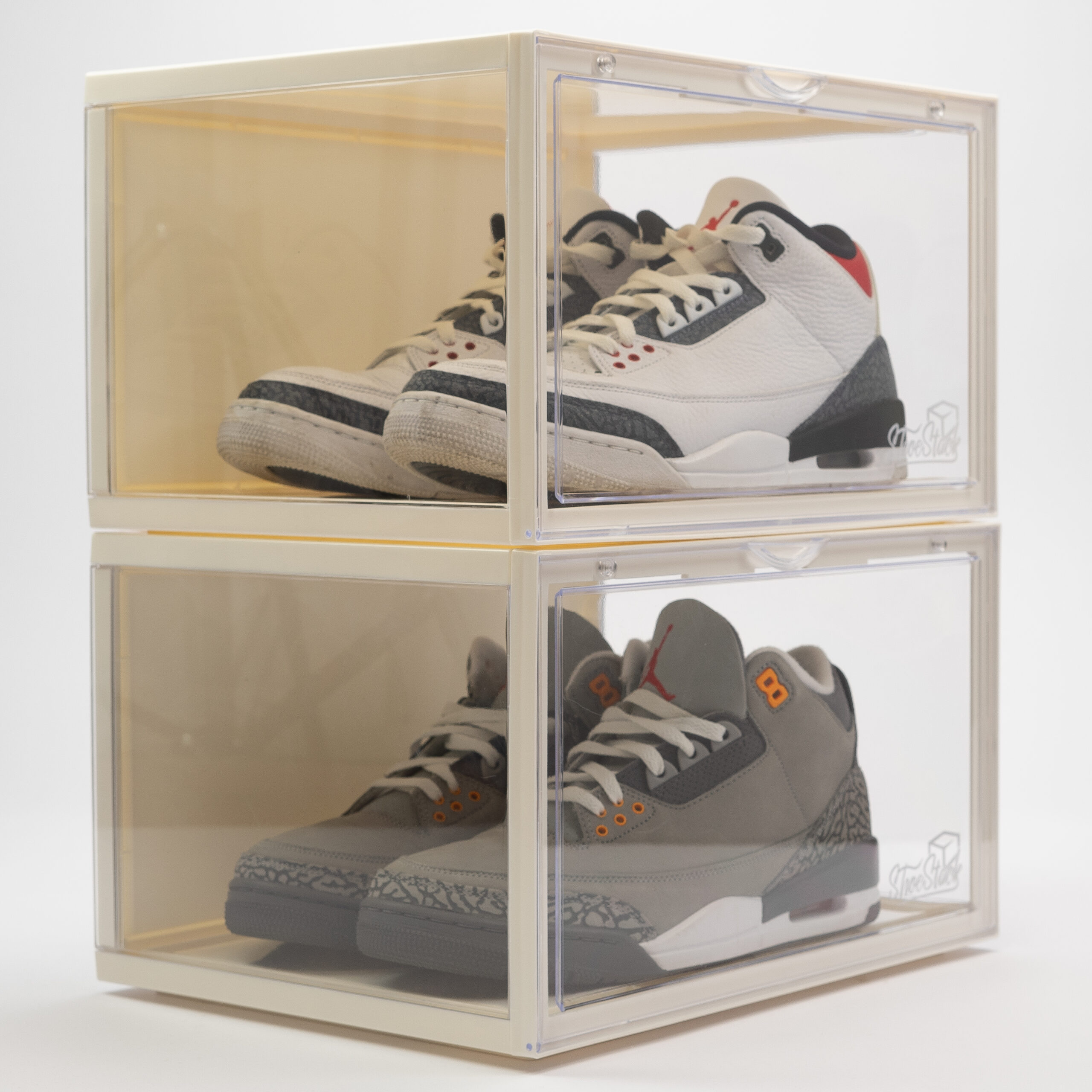 180° Shoe Display Case Large Side Drop Shoe Crate X2 Pack