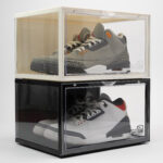 black and white 180 degree shoe crates