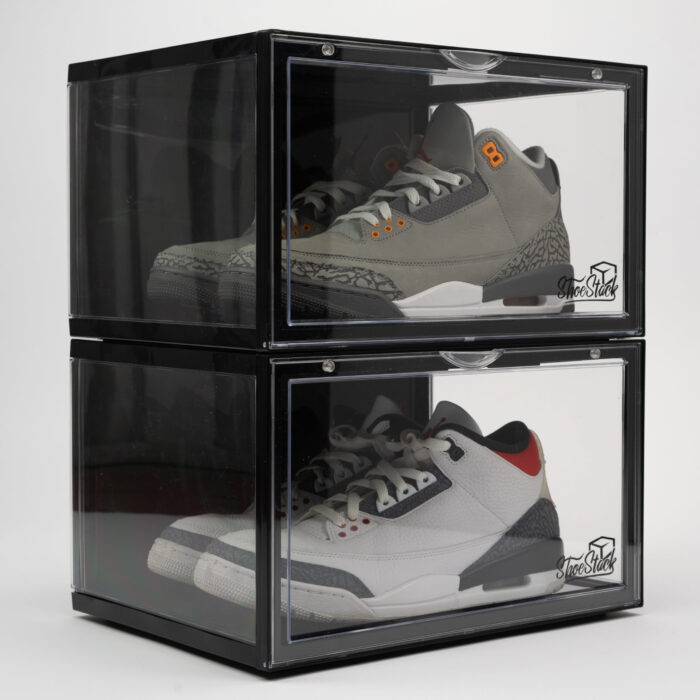 black 180 degree shoe crates