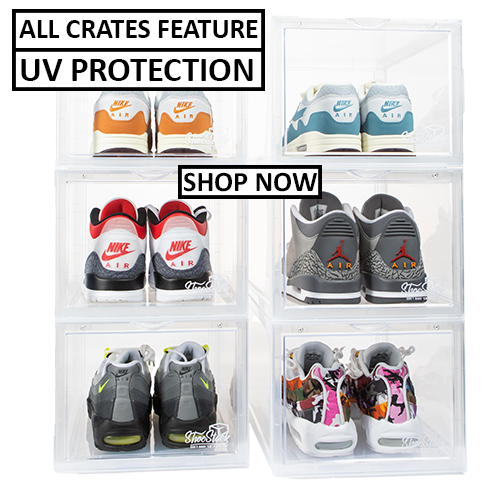 CLEAR FRONT UV PROTECTION STACKABLE SHOE CRATES
