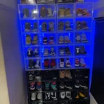 clear and black front view shoe boxes