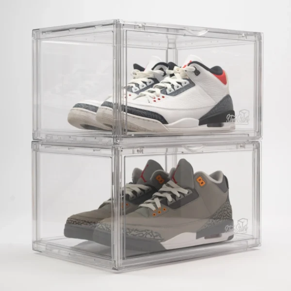 acrylic shoe boxes stacked
