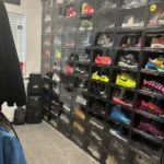 100 shoes wall shoestack