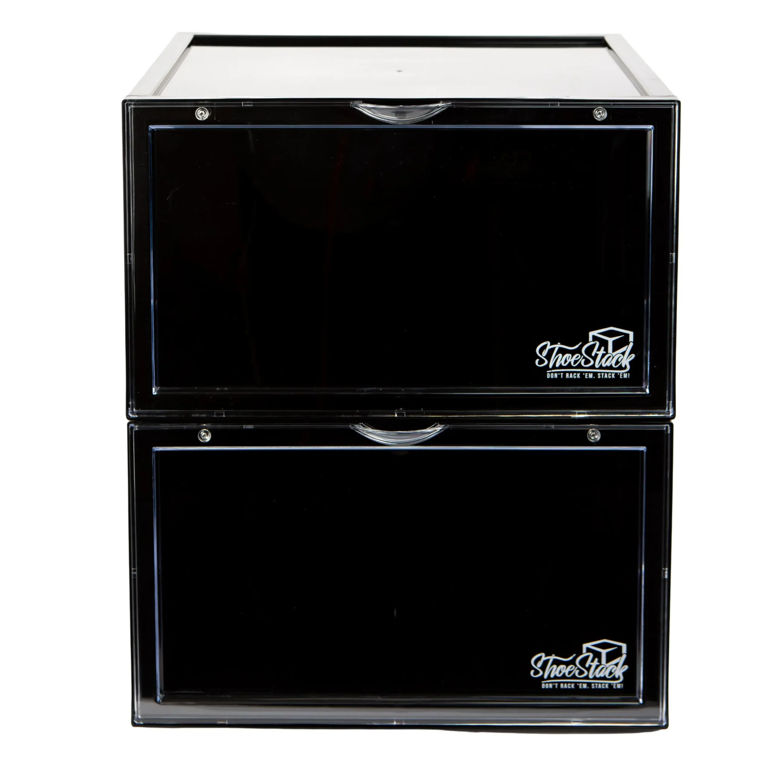 shoe crates shoestack black side view