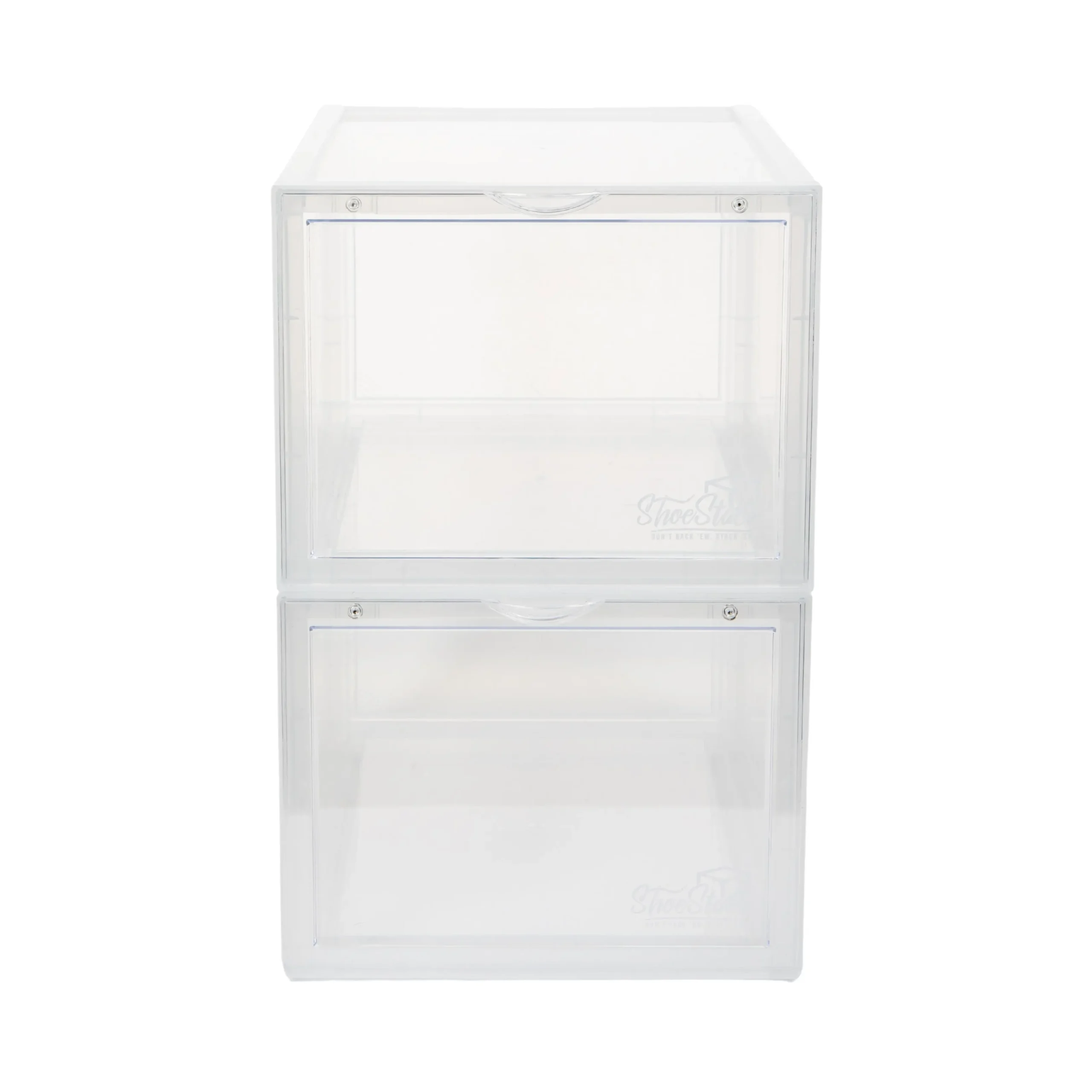 shoe storage boxes clear front view